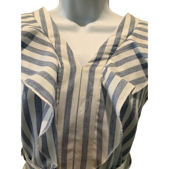 SHE + SKY BLUE AND WHITE STRIPE SLEEVELESS CHAMBRAY DRESS  L NWOT - Picture 4 of 9